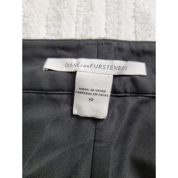 DVF Diane von Furstenberg Women Potter Gold Cropped Pants Trousers Size 10 Lined - Picture 3 of 9